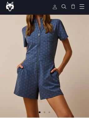 Women's GREYSON WOLF LINKS JACQUARD DANI ROMPER DRESS WOMENS SMALL INDIGO
